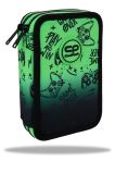 Penál 2 zipy Jumper Game Over Gradient Green - vybavený