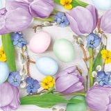 Ubrousky DAISY L (20ks) Flowers Frame with Pastel Eggs