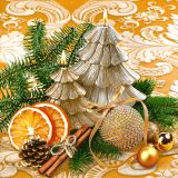 Ubrousky MAKI L (20ks) Gold Poinsettia & Two Candles Ubrousky MAKI L (20ks) Gold Poinsettia & Two Candles