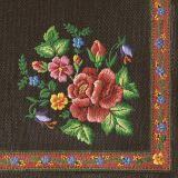 Ubrousky MAKI L (20ks) Roses Mountain Embroidery Folk on Black