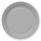 Papírový talíř malý - White Dots on Grey