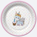 Talíř papírový PM 18cm 8ks Sweet Unicorns with Pastel Dots