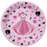 Papírový talíř velký - Girls Pink Party Dress