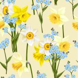 Ubrousky PAW TETE L (20ks) Narcissus and Blue Flowers
