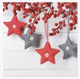 Ubrousky PAW TETE L (20ks) Gray and Red Stars