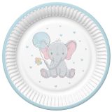 Talíř papírový PM 18cm 8ks Baby Elephant with Blue Balloon
