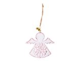 závěs Anděl plech 9cm - bílý s ornamentem 8885836