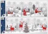 Okenní fólie domky a les s glitrem  21 x 59,5 cm ( 274) Okenní fólie domky a les s glitrem  21 x 59,5 cm ( 274)