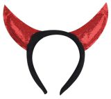 Čertovské rohy na čelence třpytivé, červené   (9241 ) Čertovské rohy na čelence třpytivé, červené   (9241 )