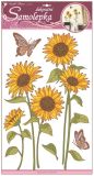 Samolepky pokoj. slunečnice s motýly a glitry 50x32 cm /10031/