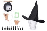 Set karneval - čarodějnice (nos, brada, prsty, klobouk a zuby)  ( W027545)