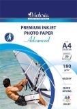Fotografický papír Advanced, do inkoustové tiskárny, lesklý, A4, 180 g, 50 ks / balení, VICTORIA ,balení 50 ks