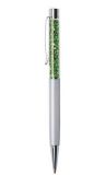 Kuličkové pero SWAROVSKI® Crystals, krémově bílá, zelené krystaly v horní části pera, 14 cm, ART CRY