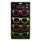 Brýle, neonové barvy, fluorescenční v UV světle, plastové, 4 ks ,balení 4 ks Brýle, neonové barvy, fluorescenční v UV světle, plastové, 4 ks ,balení 4 ks