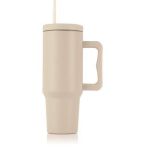 Termohrnek s brčkem, béžová, 1,2 l, s rukojetí, 1605TER031