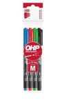 Permanentní popisovač, OHP, M, 4 barvy, 1-1,5mm, ICO