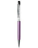 Kuličkové pero Touch, fialová, bílé krystaly SWAROVSKI®, 14 cm, ART CRYSTELLA® 1805XGT401