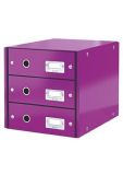 Zásuvkový box Click&Store, fialová, 3 zásuvky, lesklý, LEITZ