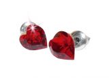 Náušnice SWAROVSKI® Crystals, světle červená siam, tvar srdce, 8 mm, ART CRYSTELA