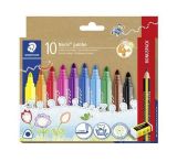 Fixy Noris jumbo 328, 10 různých barev, sada, 3 mm, trojúhelníkové, + grafitová tužka a pryž, STAE