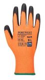 Ochranné rukavice Cut 5, oranžová, HPPE, hi-vis podšívka, odolné proti proříznutí, velikost M