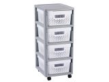 Zásuvkový regál Infinity, šedá-bílá, 4x 11 l, recyklovaný plast, CURVER 231556 Zásuvkový regál Infinity, šedá-bílá, 4x 11 l, recyklovaný plast, CURVER 231556