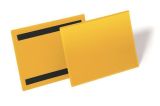 Magnetická kapsa s upevňovacím páskem, žlutá, s magnetem, A5, ležící, DURABLE ,balení 50 ks