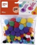 Pom-pom, mix barev, APLI Creative ,balení 78 ks Pom-pom, mix barev, APLI Creative ,balení 78 ks