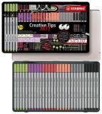 Linery Creative Tips ARTY, sada, 6 barev, 5 šířek stopy, plechová krabička, STABILO 89/30-6-2-20