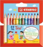 Pastelky Trio, sada, 12 různých barev, trojhranné, STABILO
