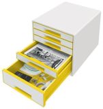 Zásuvkový box Wow Cube, bílá/žlutá, 5 zásuvek, LEITZ