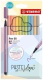 Fixy Pen 68 Pastellove, sada, 12 různých barev, 1 mm, STABILO 6812-7-7