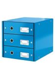 Zásuvkový box Click&Store, modrá, 3 zásuvky, lesklý, LEITZ