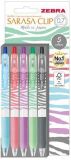 Gelové pero Sarasa Clip Pastel, 5 pastelových barev, 0,33 mm, stiskací, pruhované tělo, ZEBRA 1398