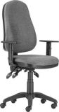 Kancelářská židle, textilní, černá základna, s područkami, XENIA ASYN, světle šedá