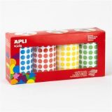 Samolepky Stickers, barvy, 4 role, 10,5 mm, APLI Kids 20688