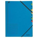 Třídící desky s gumičkou, modrá, 7 částí, karton, A4, LEITZ