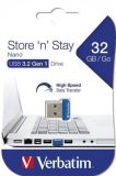 32GB USB Flash 3.0, 80/25 MB/sec, VERBATIM NANO STORE ´N´ STAY