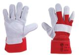 Pracovní rukavice z kůže (hovězí štípenka) a bavlny, velikost 10, šedá/červená ,balení 12 ks
