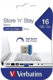 USB flash disk NANO STORE ´N´ STAY, 16GB, USB 3.0, 80/25MB/sec, VERBATIM