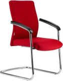 Jednací židle BOSTON/S, červená, chromovaný rám, čalouněná