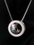 Náhrdelník, SWAROVSKI® Crystals, černý diamant,  postříbřený, 14 mm, ART CRYSTELLA