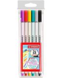 Štětcové fixy Pen 68 brush, 6 barev, STABILO