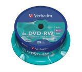 DVD-RW, 4,7GB, 4x, Verbatim, 25-cake ,balení 25 ks