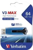 USB flash disk V3 MAX, modrá-černá, 64GB, USB 3.0, 175/80MB/sec, VERBATIM