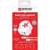 Nabíjecí adaptér, bílá, 1x USB-A / 1x USB-C PD, 45W, kabel USB-C, GaN, SKROSS 1.302424