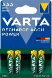 Nabíjecí baterie, AAA (mikrotužková), 4x800 mAh, přednabité, VARTA Longlife Accu