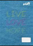 Sešit Live-love-hope, 87-32, mix motivů, A4, čtverečkovaný, 32 listů, COOL BY VICTORIA