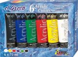Sada Akrylová barva EL GRECO, 6 barev, 75 ml v tubě, KREUL
