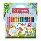 Pastelky Trio Thick Short Animal Vibes, 12 barev, trojhranné, jumbo, sada, STABILO 205/12-05 Pastelky Trio Thick Short Animal Vibes, 12 barev, trojhranné, jumbo, sada, STABILO 205/12-05